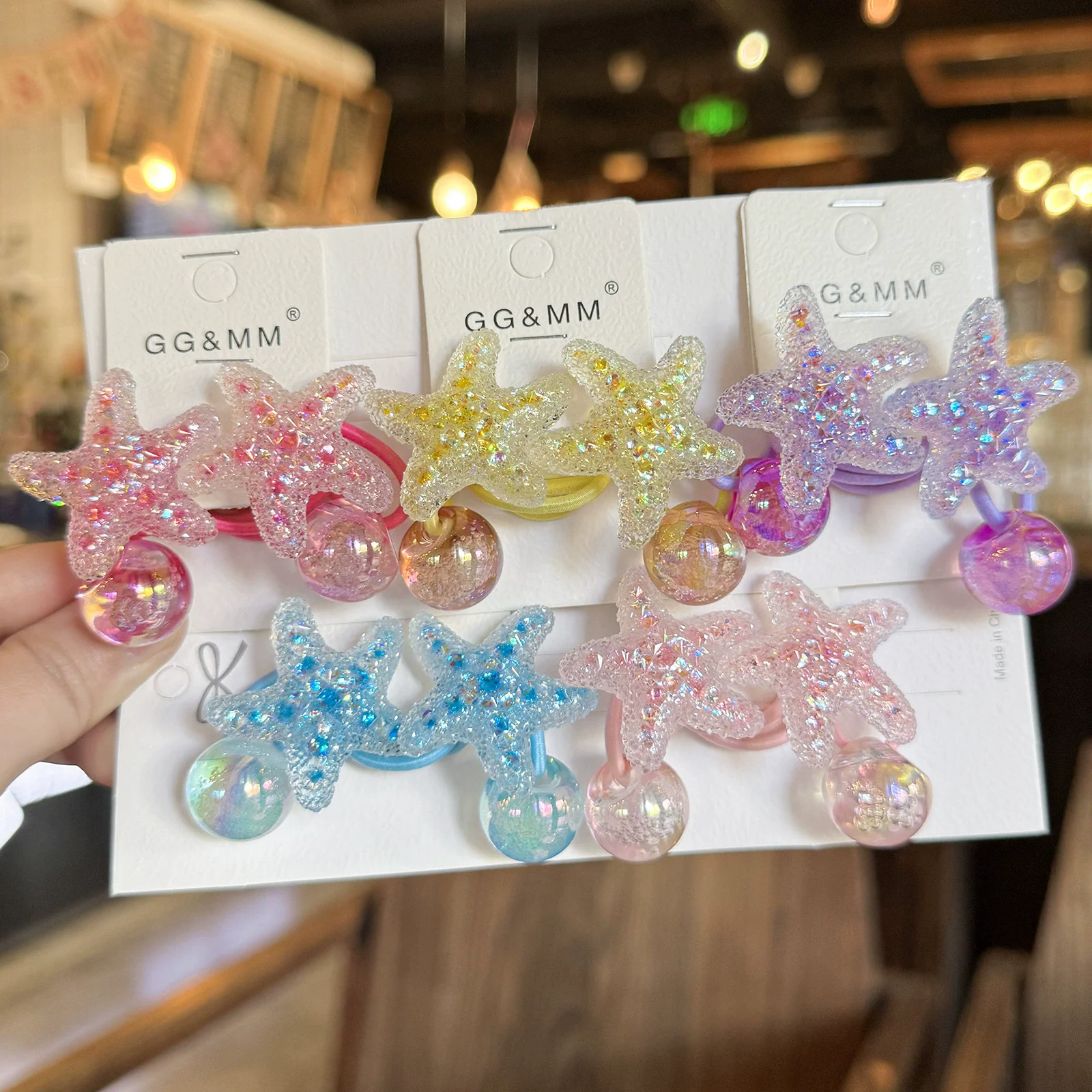 

2 шт./лот, аксессуары для волос «Кристальная голубая морская звезда», резинки для волос для девочек, милые заколки-звездочки для детей