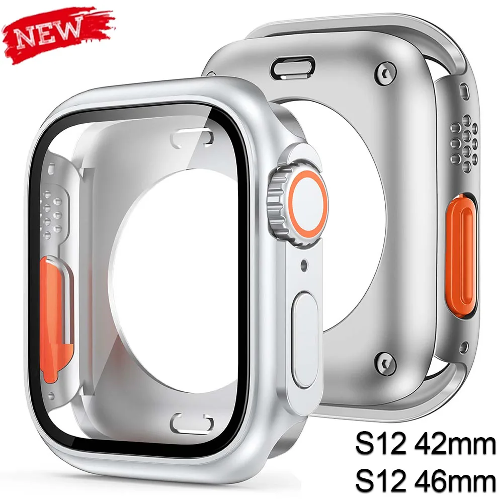 Upgrade Ultra PC Case for Apple Watch 12 11/10 46mm 42mm 9 8 7 45mm 41mm Screen Protector Cover for IWatch Series 6 SE 40/44mm