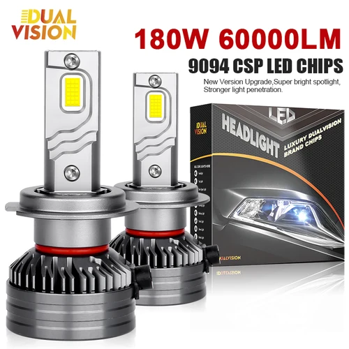 Dualvision 2 uds 180W H7 H4 Led 60000LM faros Canbus H1 H11 9012 HIR2 H8 H9 9005 9006 HB3 HB4 alta potencia 6000K 9094 Chip CSP
