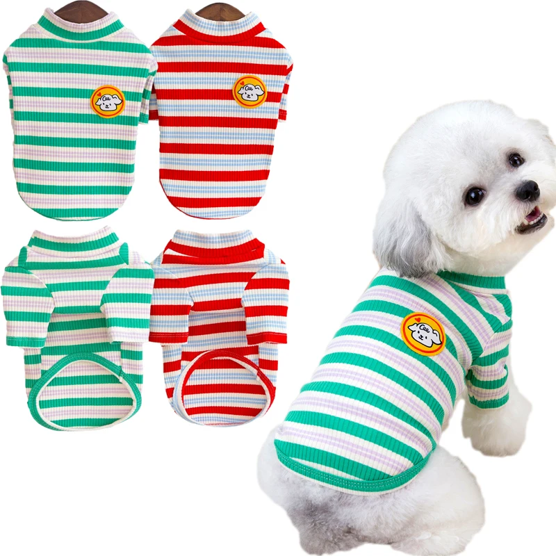 Stripped Dog Hoodies Green Red Pullover Turtleneck Pet Clothes Dog Sweatshirt Shirt Puppy Bottom Shirt For Small Dogs Maltese XL