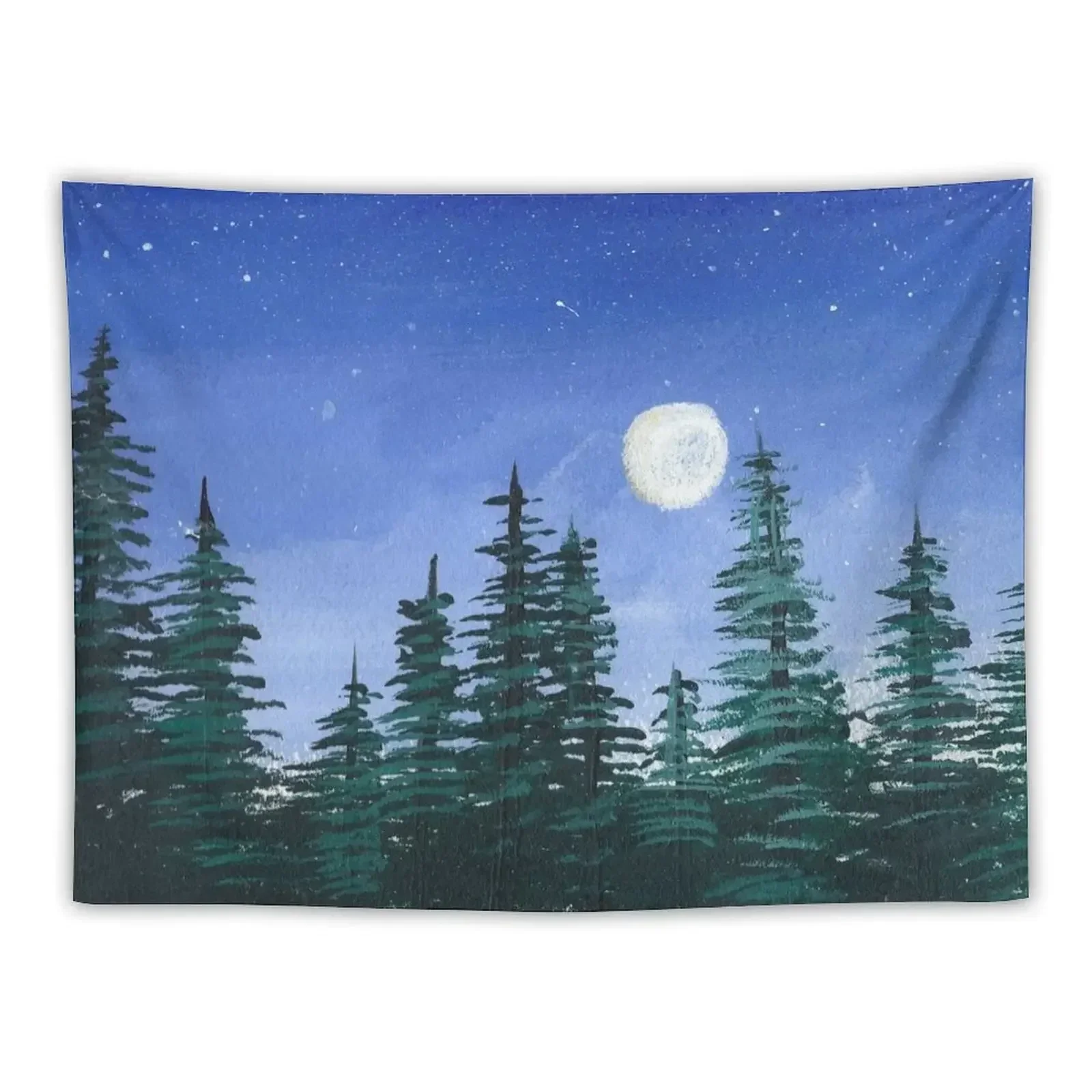 Full Moon Over a Redwood Forest - Camping Vibes Tapestry Room Decorations Aesthetic Mushroom Aesthetic Room Decoration Tapestry