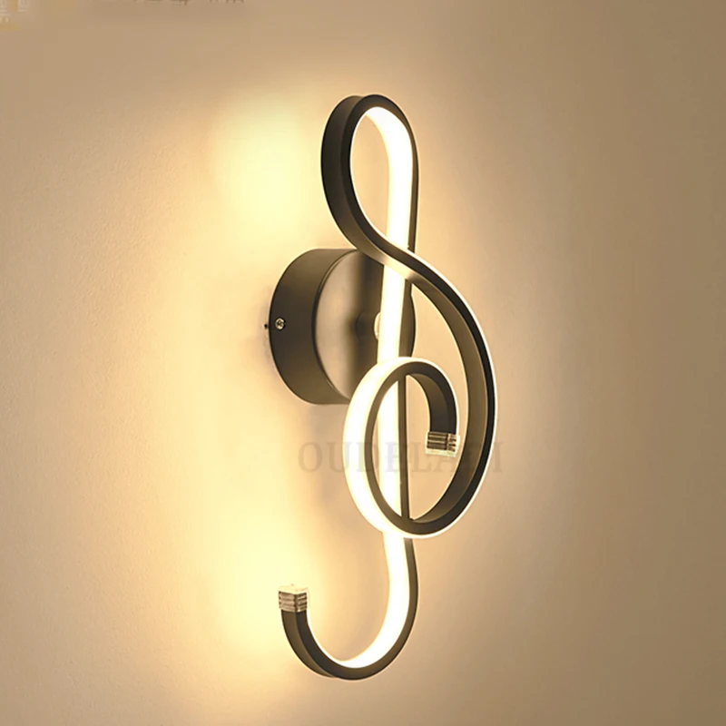 

Aluminium LED wall lamps Black White music symbol art wall sconce for home living room bedroom Corridor Decoration Lighting fixt