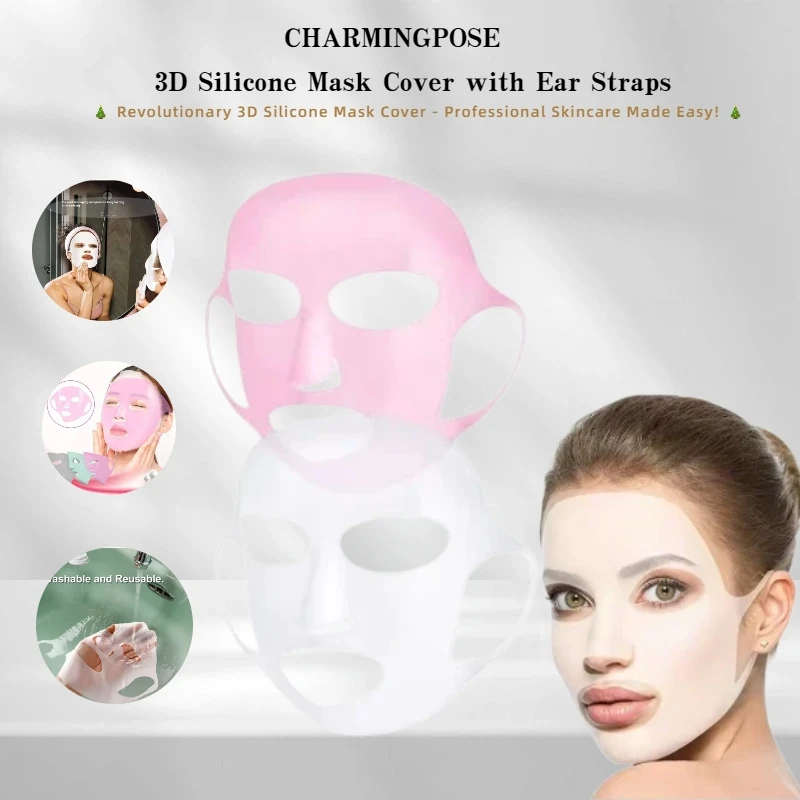 Reusable 3D Facial Silicone Mask Cover - Ear-Mounted Design for Deeper Moisturizing & Anti-Aging Care, Perfect Christmas Skincar