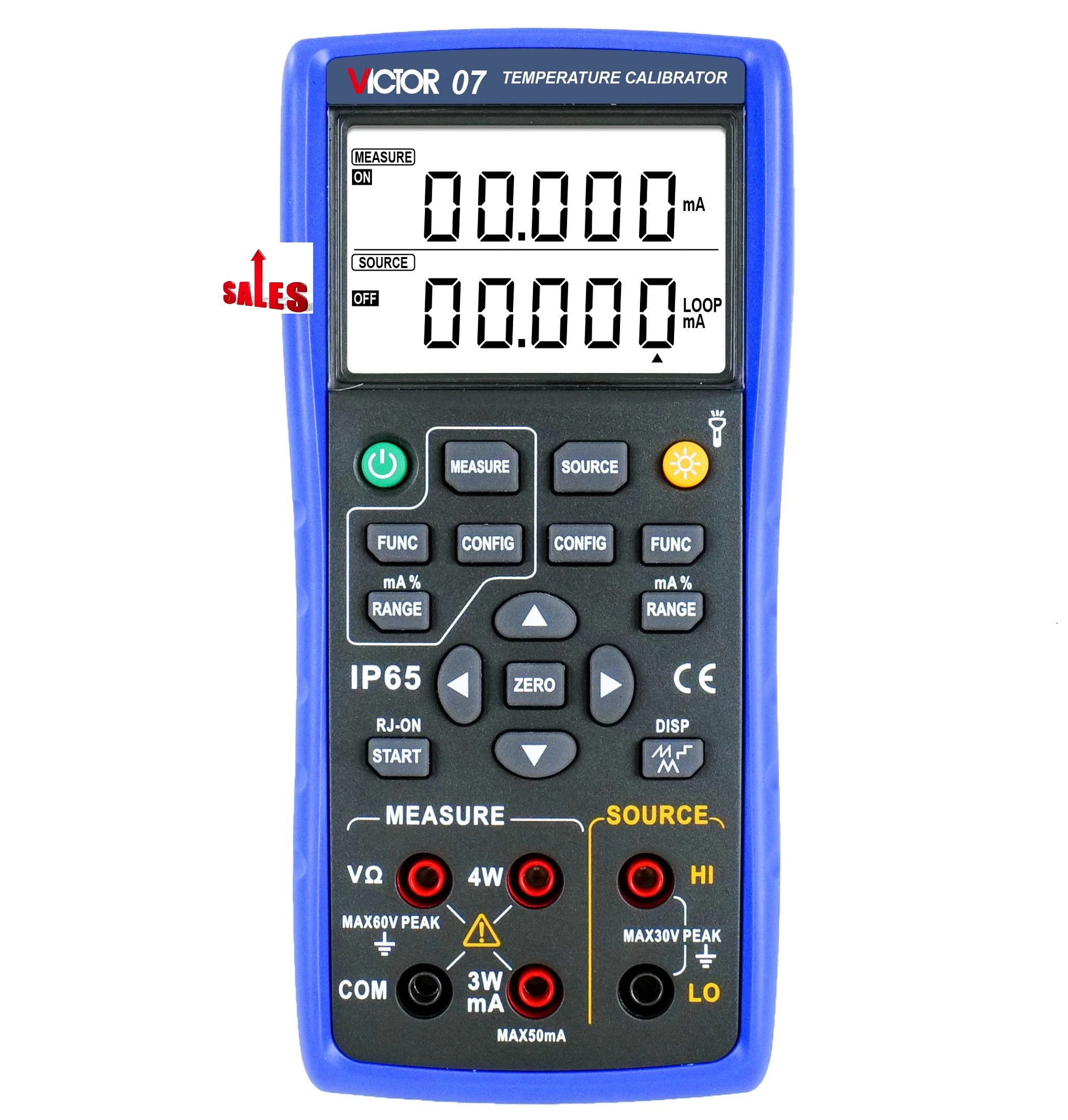 

VICTOR 07 Temperature Calibrator with highest accuracy is 0.05% displayed as 5 digits