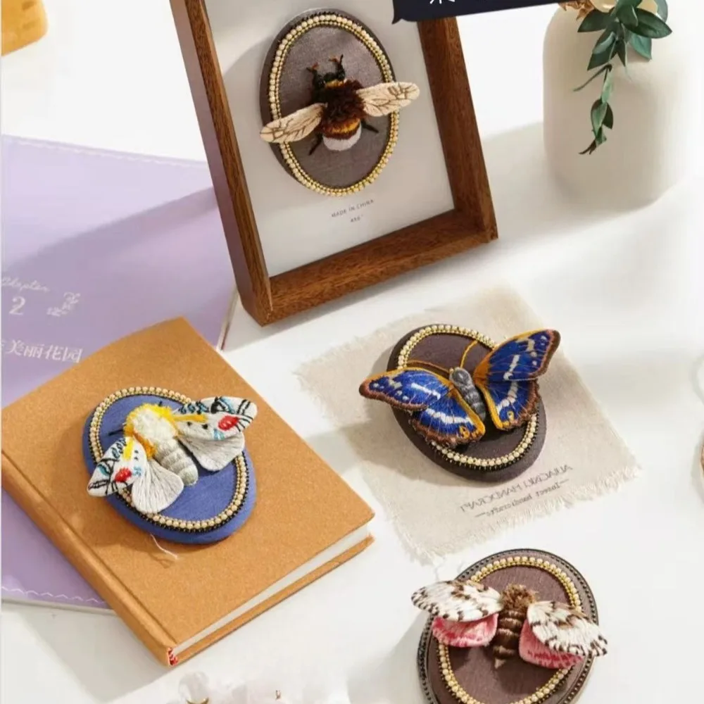 Handgefertigtes 3D-Stickerei-Set mit Motten-Motiven, DIY-Materialpaket mit 9 verschiedenen Stilen zur Auswahl. Retro-Perlen-Sets – Detail 17