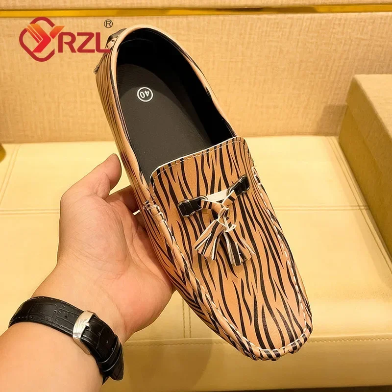 YRZL Men White Loafers Tassel Casual Luxury Men Shoes Handmade PU Leather Moccasins Light Breathable Slip on Boat Shoes for Men
