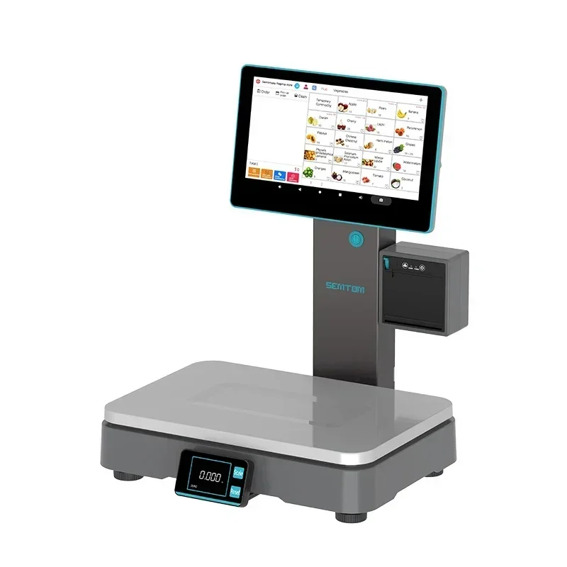 2026 All in one POS system Label scale Dual Touch Screen Digital Weighing pos terminal AI identification label scale