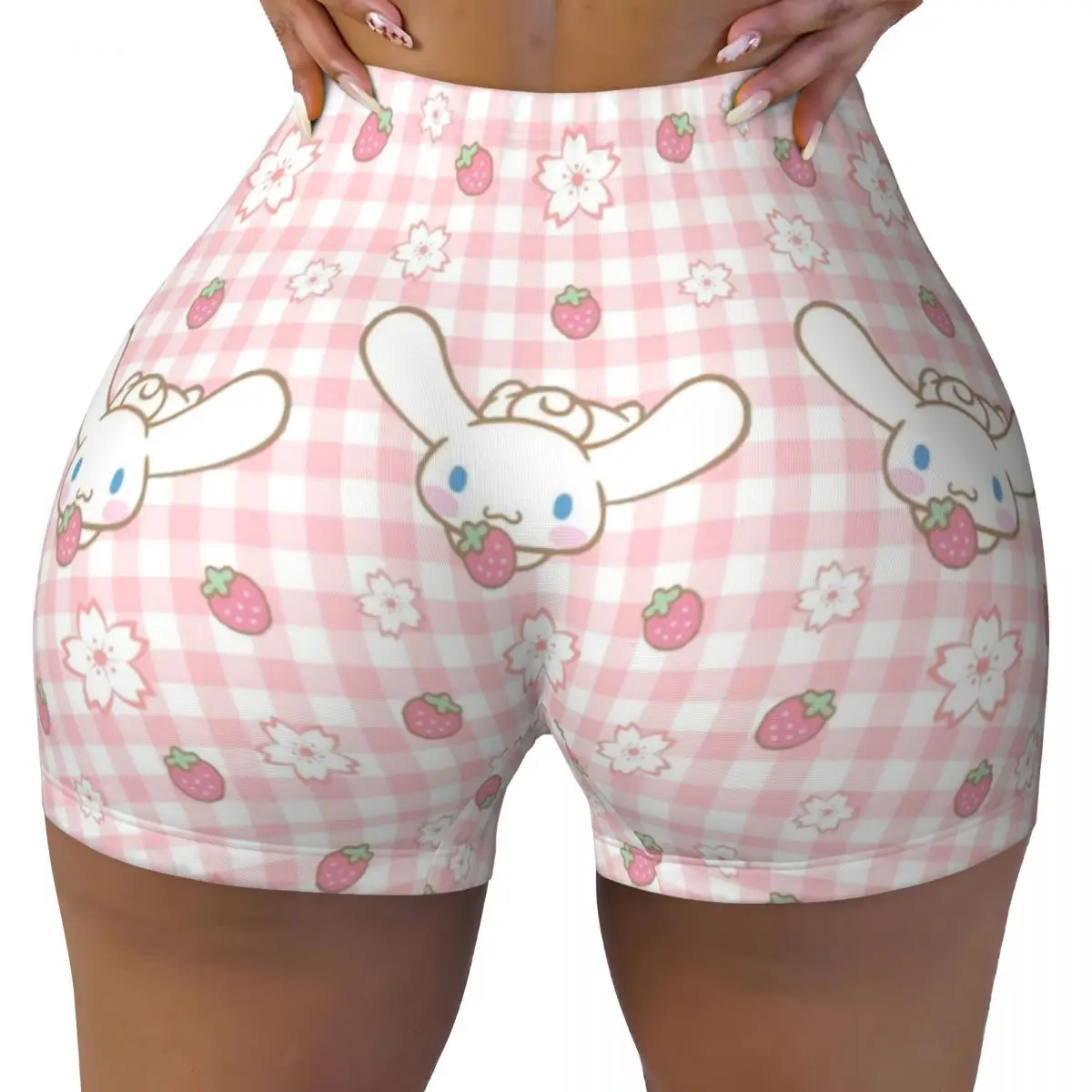 Custom Anime Cartoon Cinnamoroll Workout Shorts Women's Gym Volleyball Running Yoga Shorts