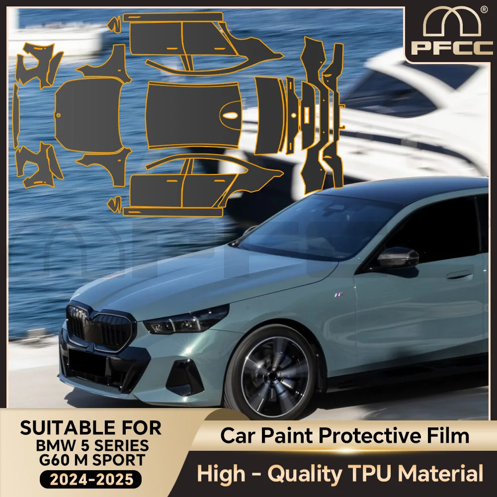 

Предварительно нарезанная защитная пленка PPF для кузова автомобиля, невидимая, устойчивая к царапинам, для BMW 5 серии G60 M Sport 2024 2025, TPU пленка для защиты краски, прозрачная защитная пленка.