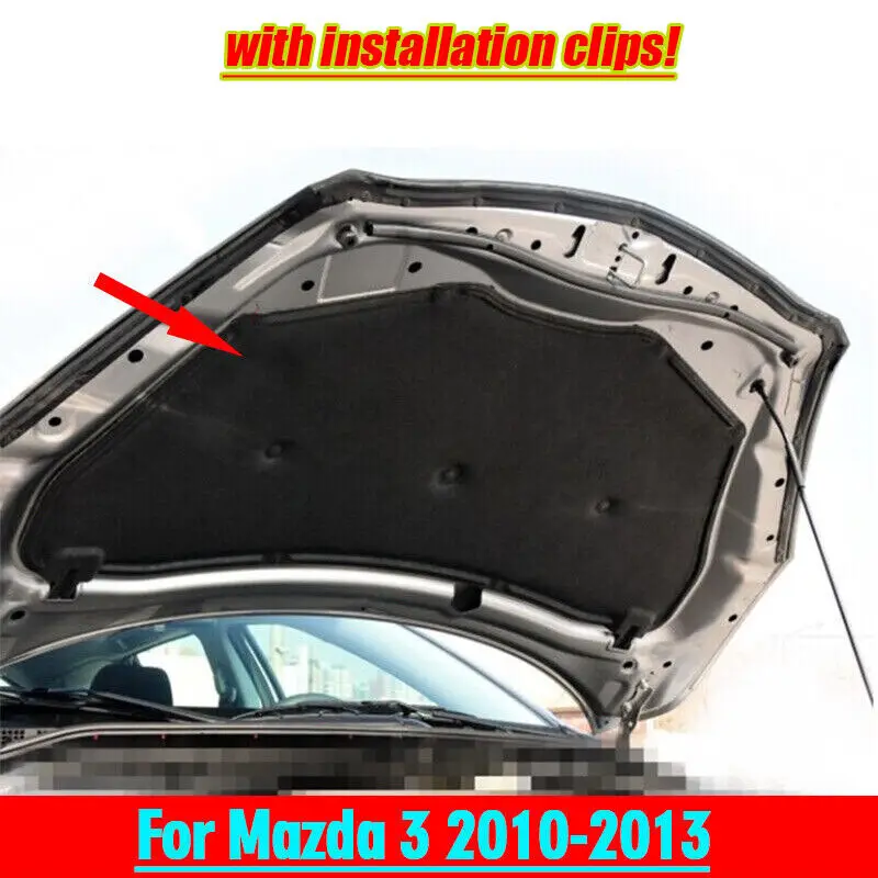 

Front Engine Cover Hood Insulation Pad Heat Shield Blanket For Mazda 3 2010-2013