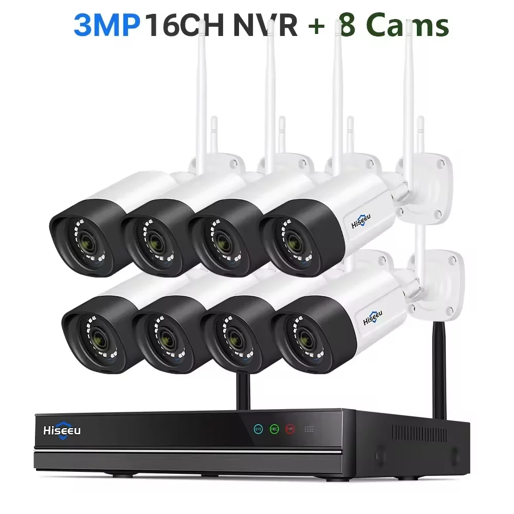 Hiseeu 5MP Wifi Surveillance Camera System Color Night Vision P2P