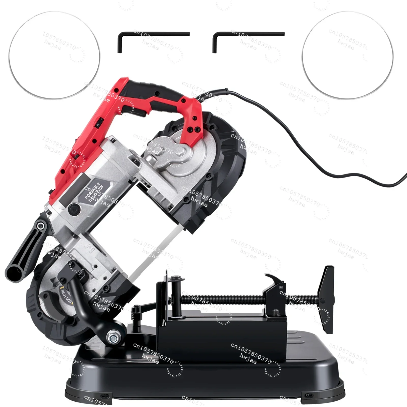 Portable BandSaw 5Inch Cutting Capacity Cordless Variable Speed 10Amp Motor Deep Cut Bandsaw for Metal Wood Pipes Rebar