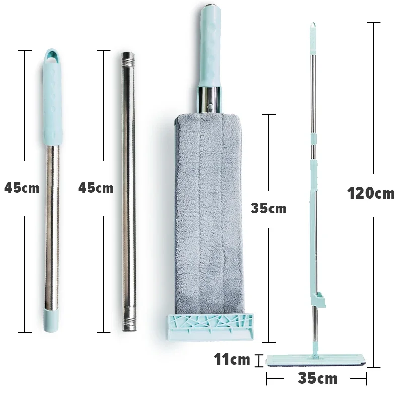 Dual-Use Magic Flat Squeeze Mop Hand Free Wringing Floor Cleaning Mop Microfiber Mop Pads Wet or Dry Usage on Hardwood Laminate