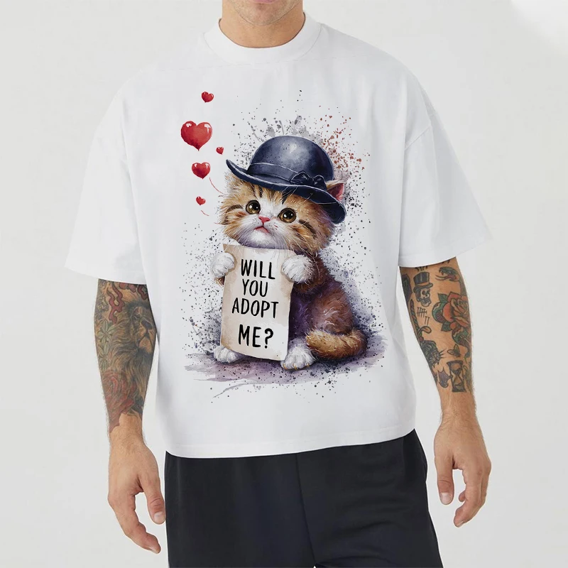 

PEERAGE 250gsm 100% Cotton Heavyweight Take Me Home Kitten Design Boxy Fit Corpped T-shirt