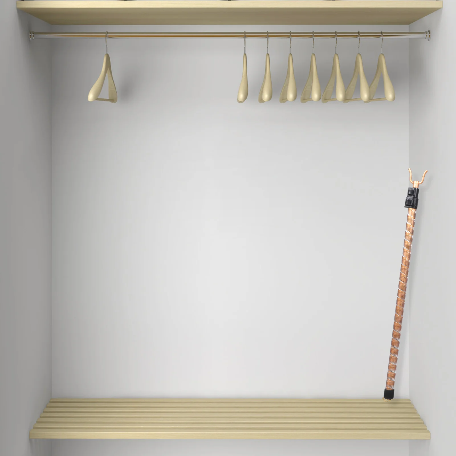 

2Pcs Retractable Clothes Pole Heavy Duty Metal Clothing Reach Pole for Wardrobe Shelf Laundry Drying Telescopic Clothes Fork Rod