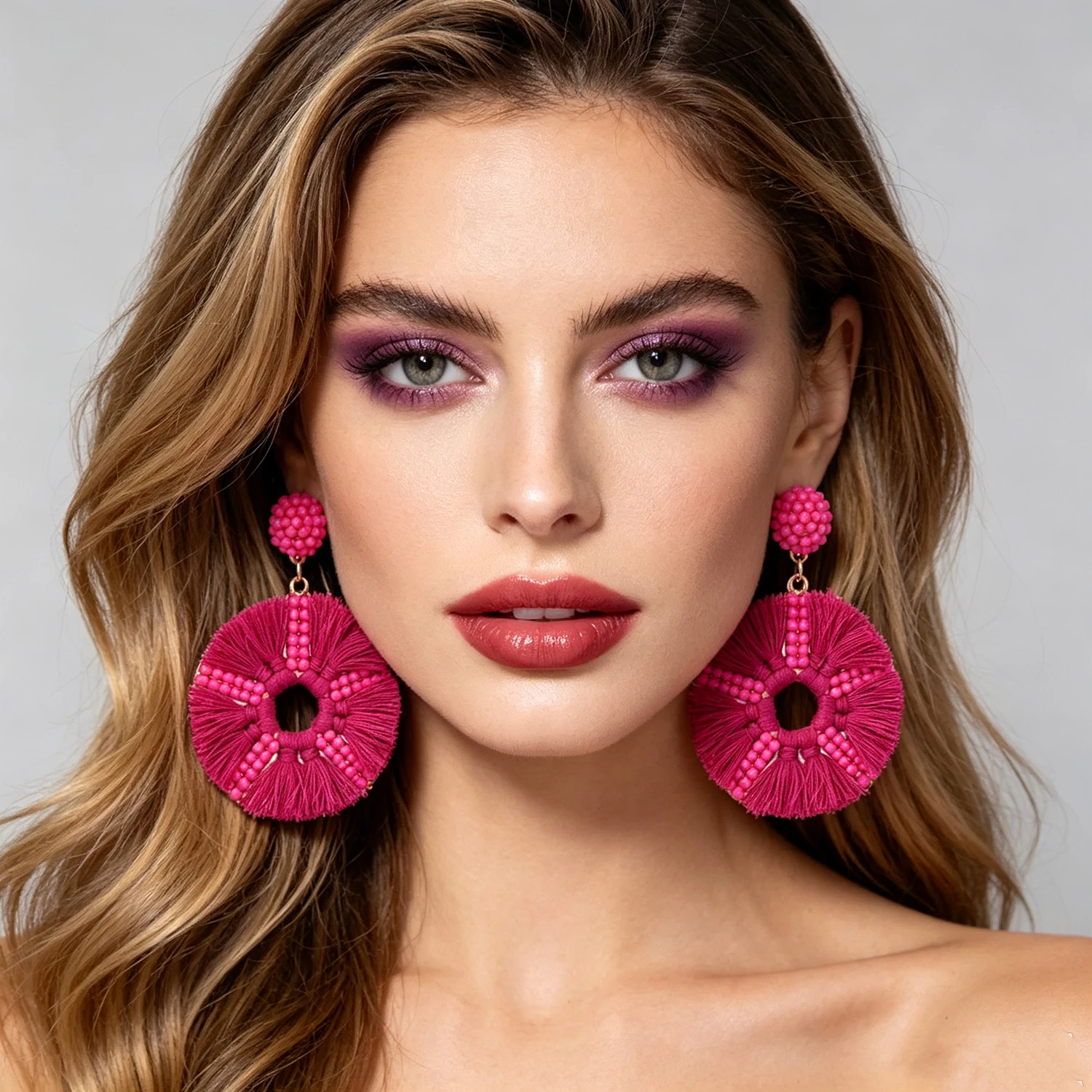 Ethnic Boho Fashion - Aretes Boho Statement, pendientes grandes redondos