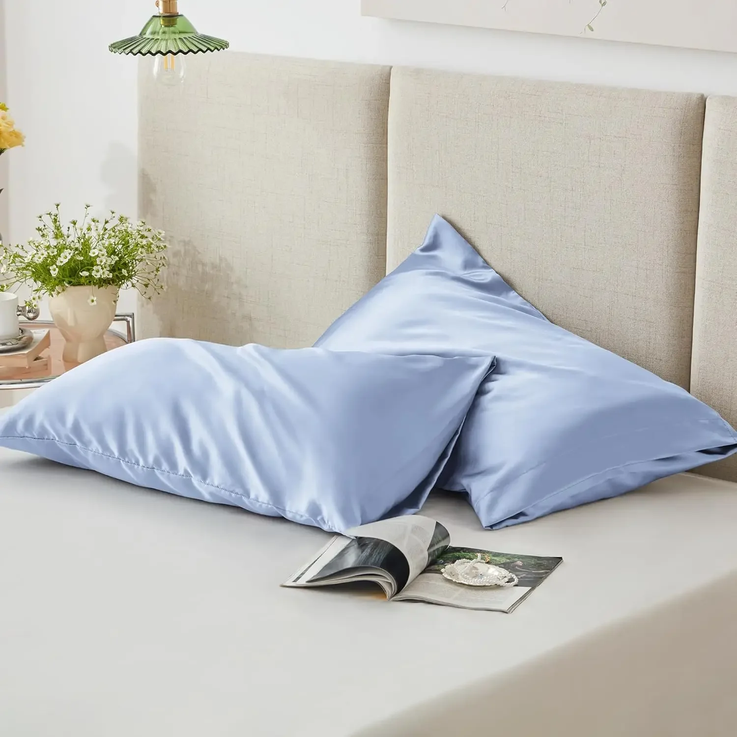 

2PCS Satin Pillowcase Gifts Luxurious and Silky Throw Pillows with Envelope Closure 20x36 Inches Pillow Cover for Hair and Skin