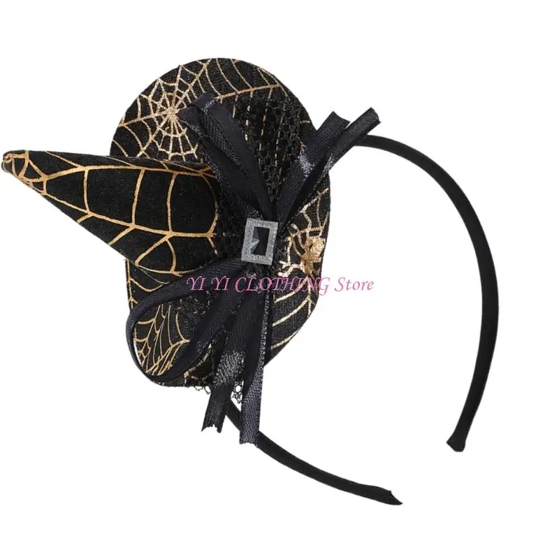 N5KF Mysterious Witch Hat Hairband Hair Accessory For Adults Kids Halloween Cosplay Event Festival Dressingup Headpiece