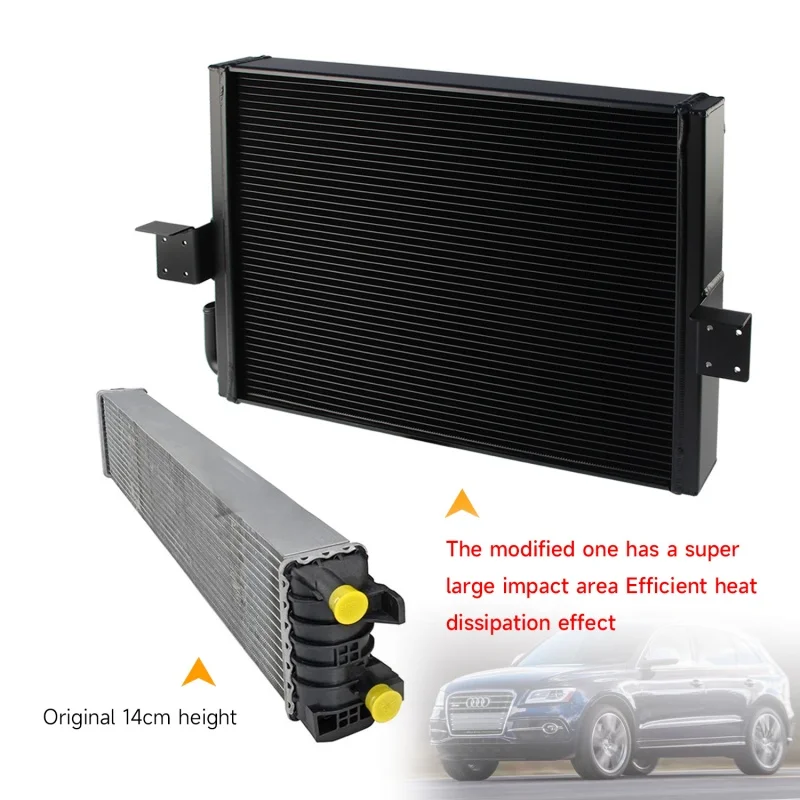Ladeluftkühler + Schlauch Aluminium-Kit für Audi S4 S5 SQ5 A5 A6 A7 Q5 C7 3.0 TFSI B8 B8.5 EA837 Motor 2009–2017, Schwarz