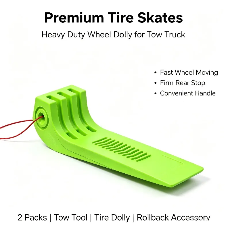 2Pcs Tire Skates for Tow Truck Trailer Tire Slide Pad Roller Wheel Skate Recovery Dolly for Road Wrecker Vehicle Repair