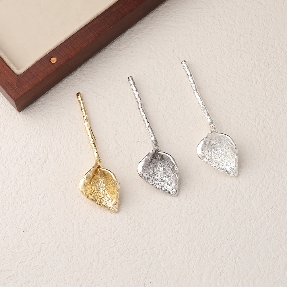 2 قطعة لذيذ الزهور الطويلة الأذن ترصيع أقراط لصنع المجوهرات النتائج DIY بها بنفسك النحاس 14 كيلو مطلية بالذهب 55*16 مللي متر اكسسوارات #3