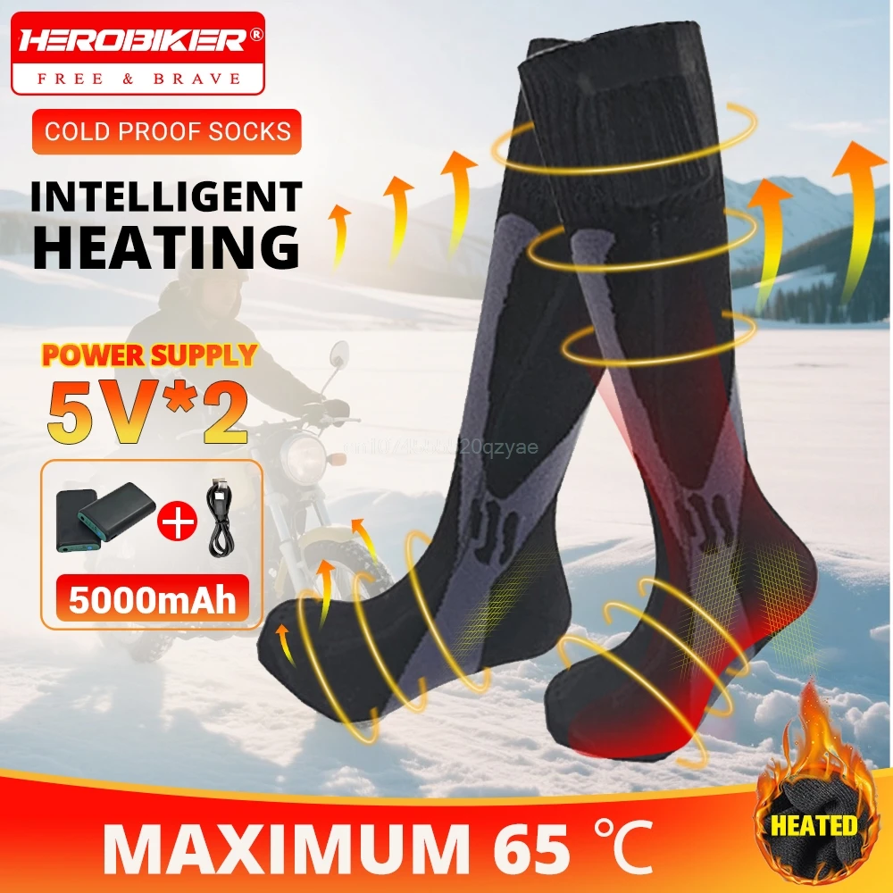 

Heated Socks Rechargeable Remote Control 5000mah Electric Heated Ski Socks Snowboarding Outdoor Foot Warmer Winter Thermal Socks