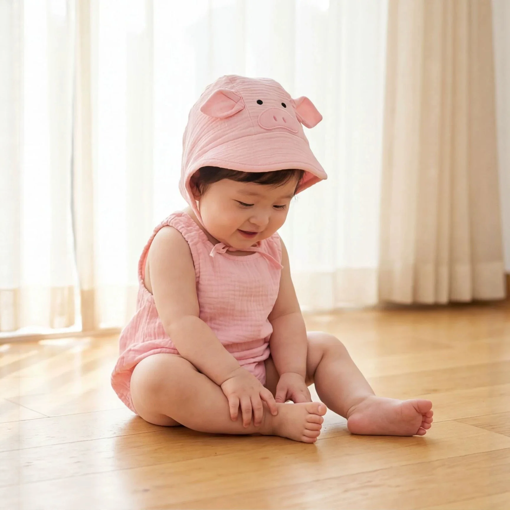 2026 Summer Baby Onesie Little Pig Design Cute Baby Bodysuit Sleeveless Triangle Romper