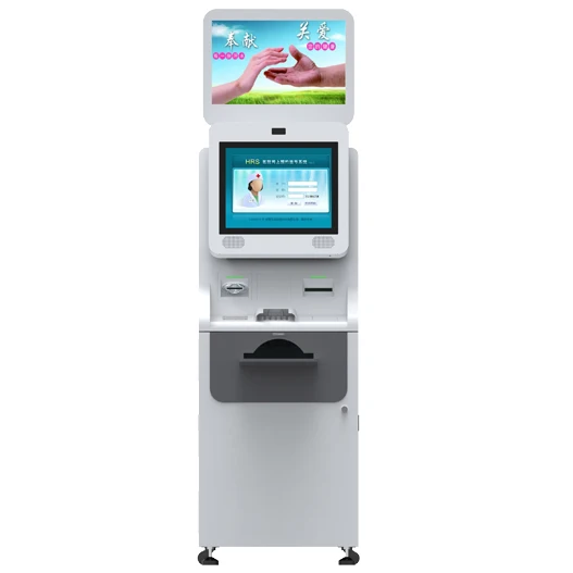 Hospital Registration Reporting Smart Standing Enclosure Double Touch Screen Kiosk