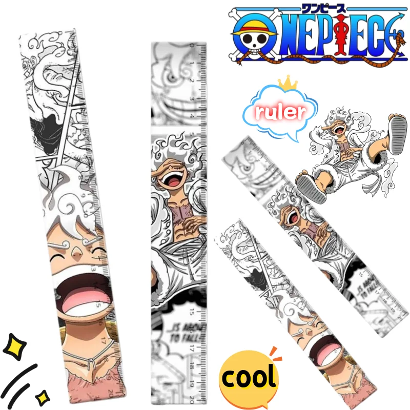 Règle en acrylique One Piece Luffy, impression créative haute fidélité, thème animation, pour étudiants, 20 cm, échelle d'apprentissage, papeterie de dessin animé