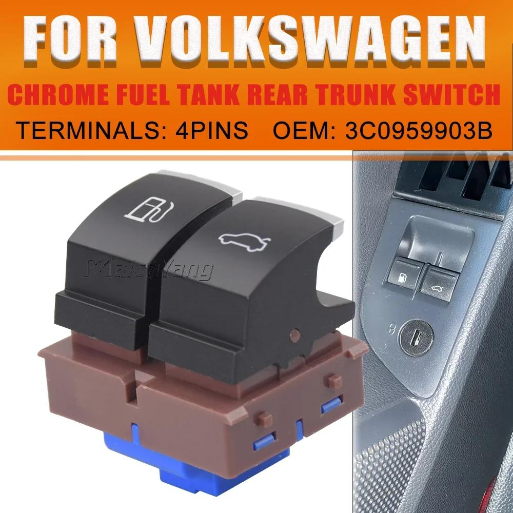 

3C0959903B Car Chrome Gas Fuel Tank Release Open Button Rear Trunk Switch For Audi For VW Passat B6 CC Jetta 6 MK6 EOS