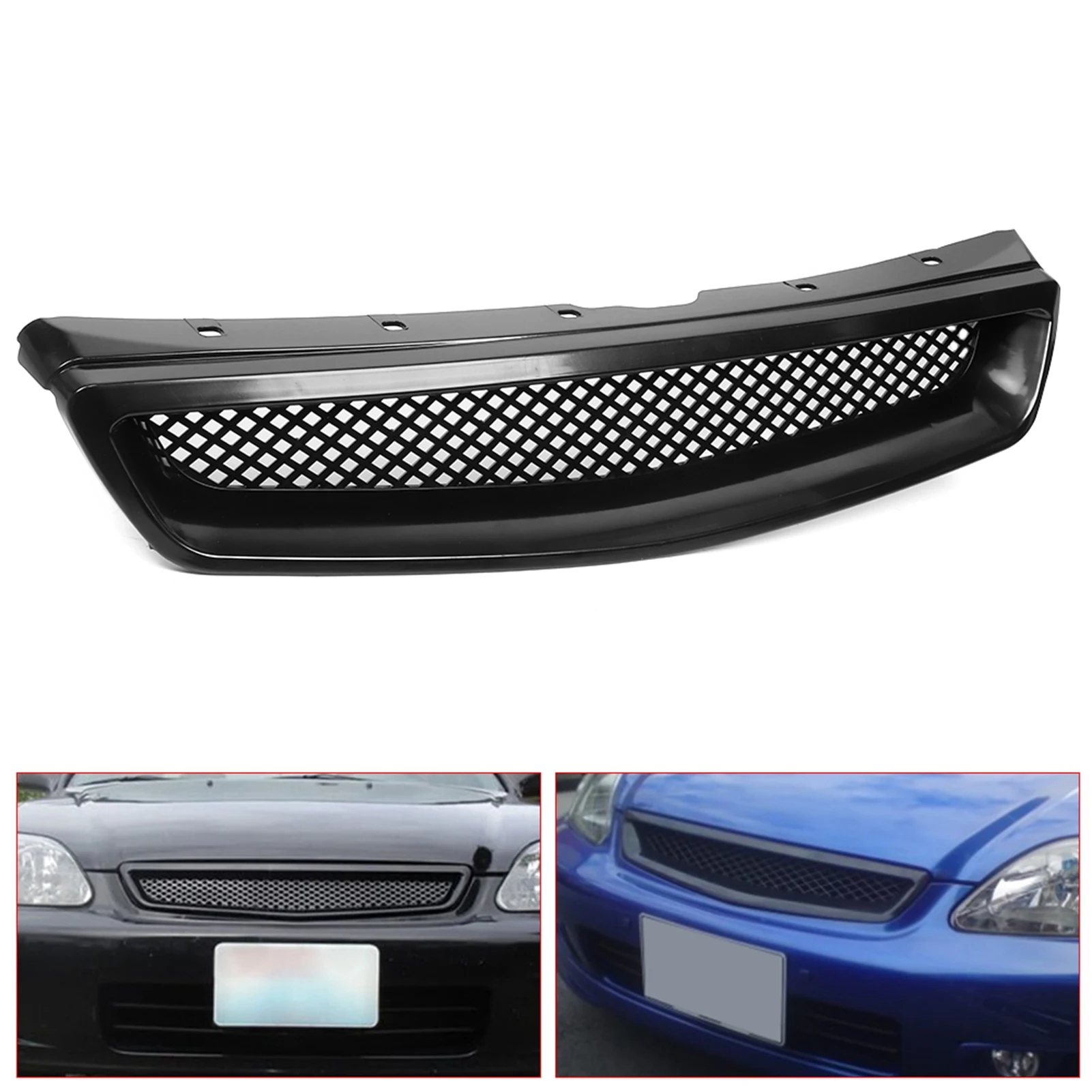 Front Hood Grill Grille For EK JDM Type R Style Fit For Honda Civic 1999 ‑ 2000