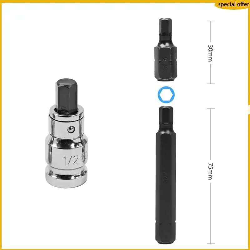 A50I 15 peças de soquete hexagonal S2 chave de fenda cabeça preta e prata conjunto de chave de fenda estrela hexagonal