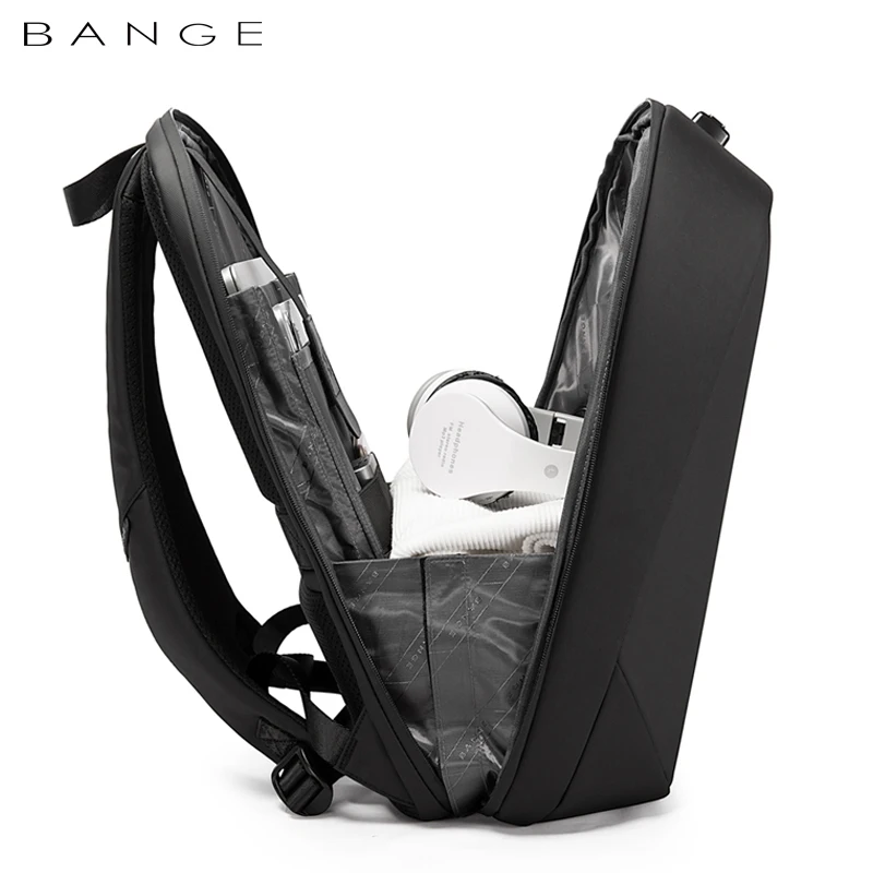 BANGE-Sacs à dos étanches antivol pour ordinateur portable, sac de voyage d'affaires rigide pour homme, USB, serrure personnalisée TSA, 15.6 pouces, nouveau design