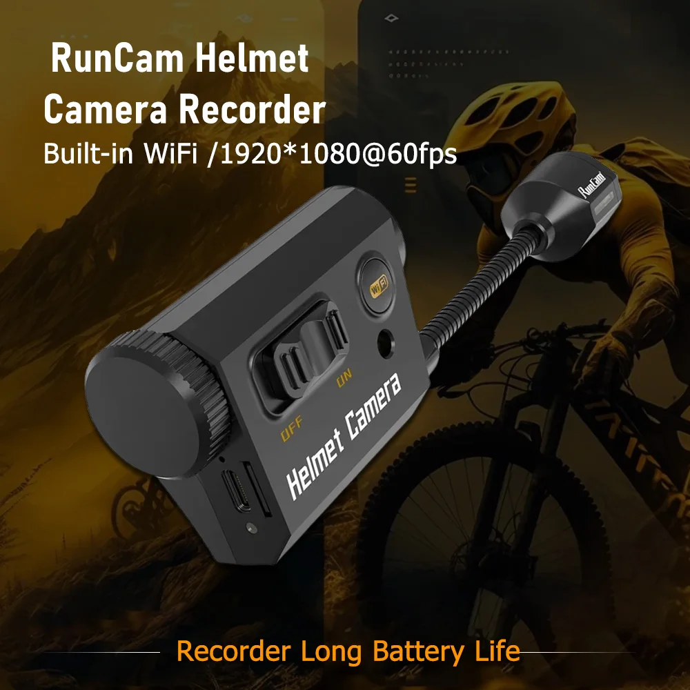 

RunCam Helmet Camera Face Mask Recorder Airsoft Recording Built-in WiFi 1920*1080 60fps Long Battery Life Rotate the handle 90°