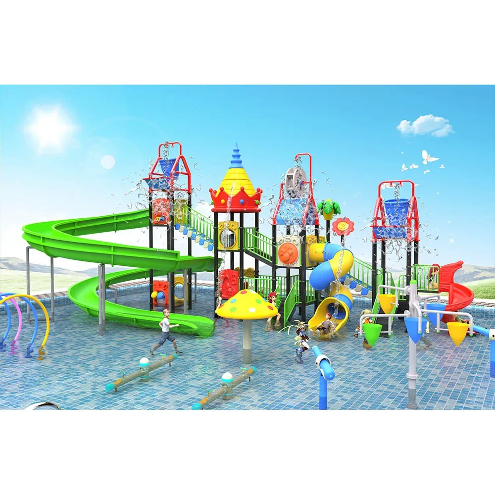 Water Slide Kids Splash Pads Outdoor Water Park Playground Children's Slide Pool Summer Water Play Game Center