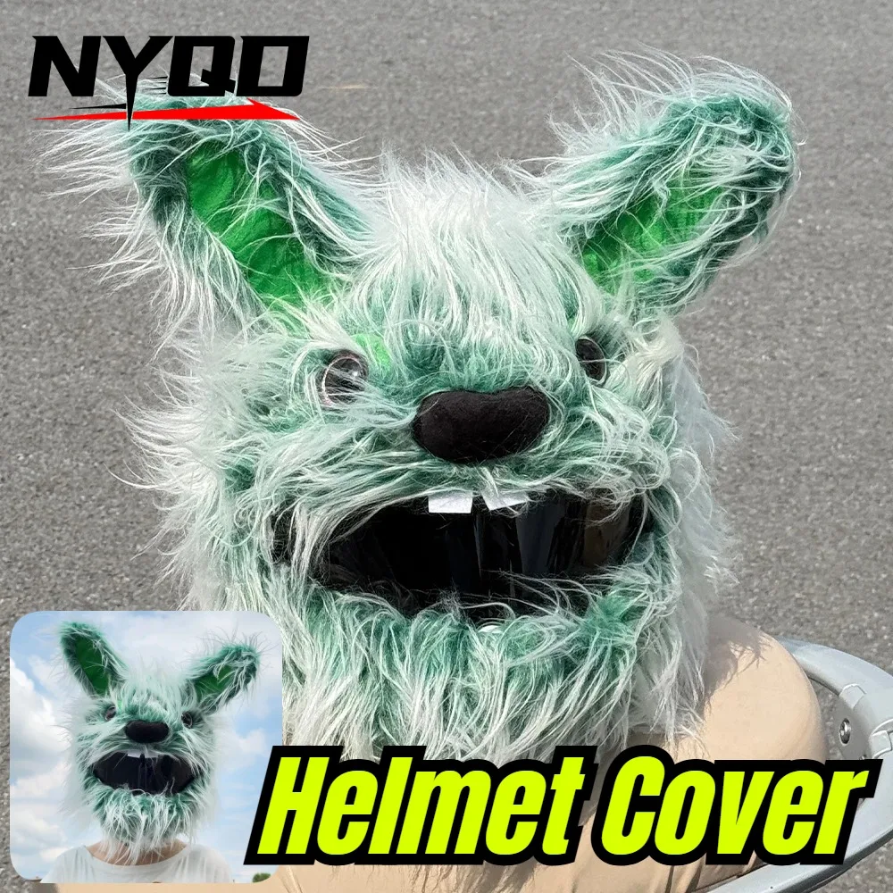 Cartoon Monster Plush Motorcycle Helmet Cover, Funny Animal Helmet Hood, Holiday Party Decor for Full Face Helmet