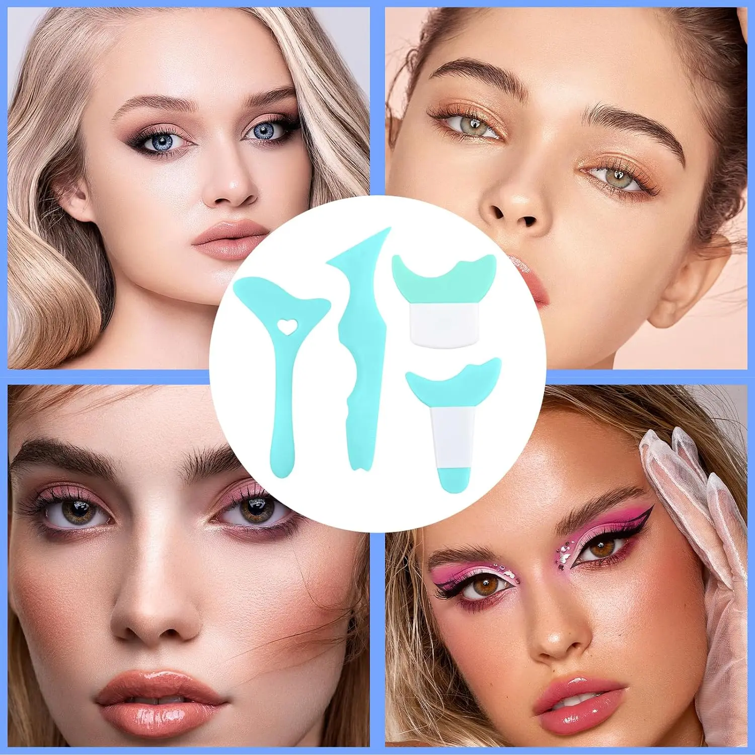 4 個セット多機能アイメイクアシスタントコンビネーションシリカゲルペイントアイライナーまつげ美容ツール