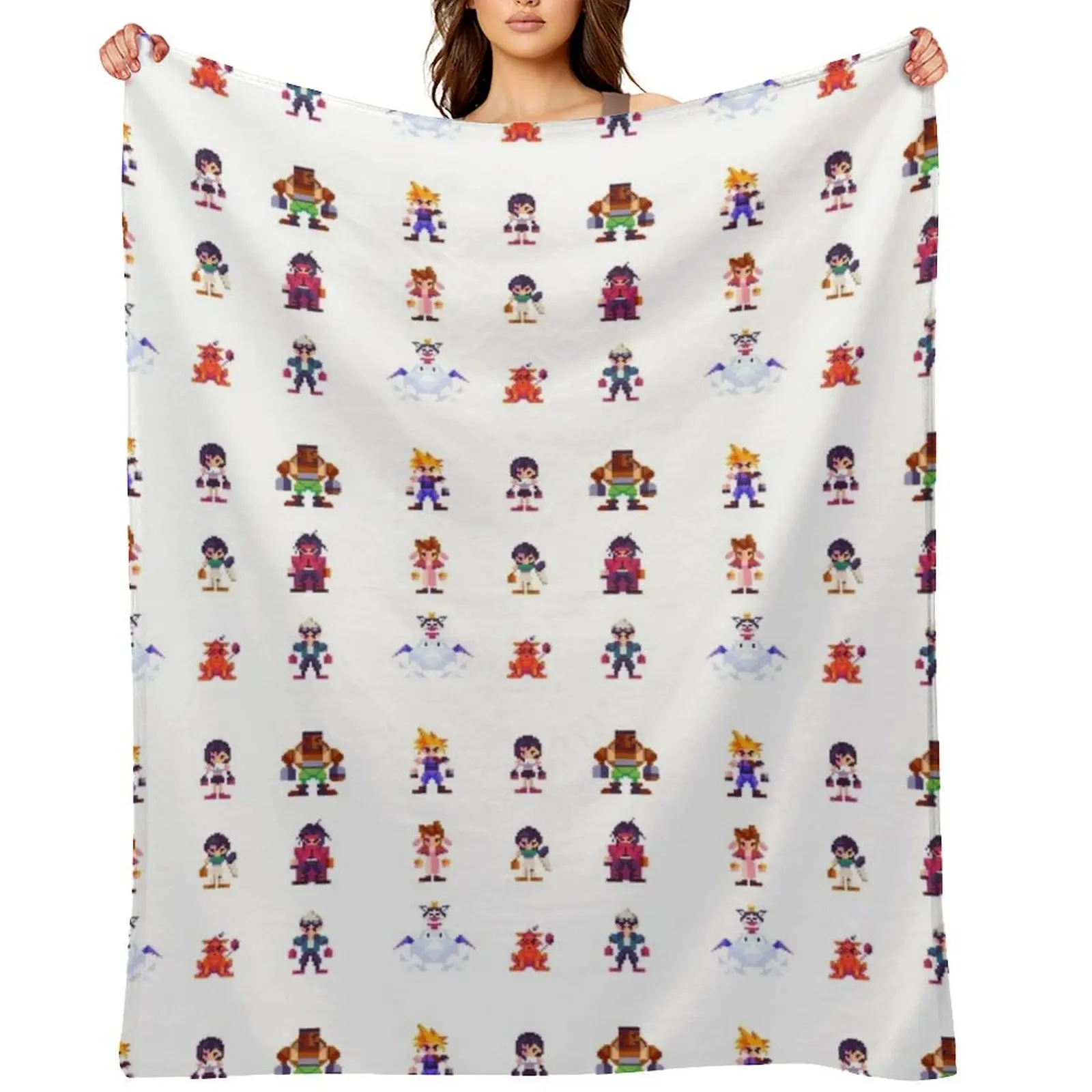 

FF7 Pixel Character Throw Blanket Stuffeds sofa bed Sofa Throw funny gift Blankets