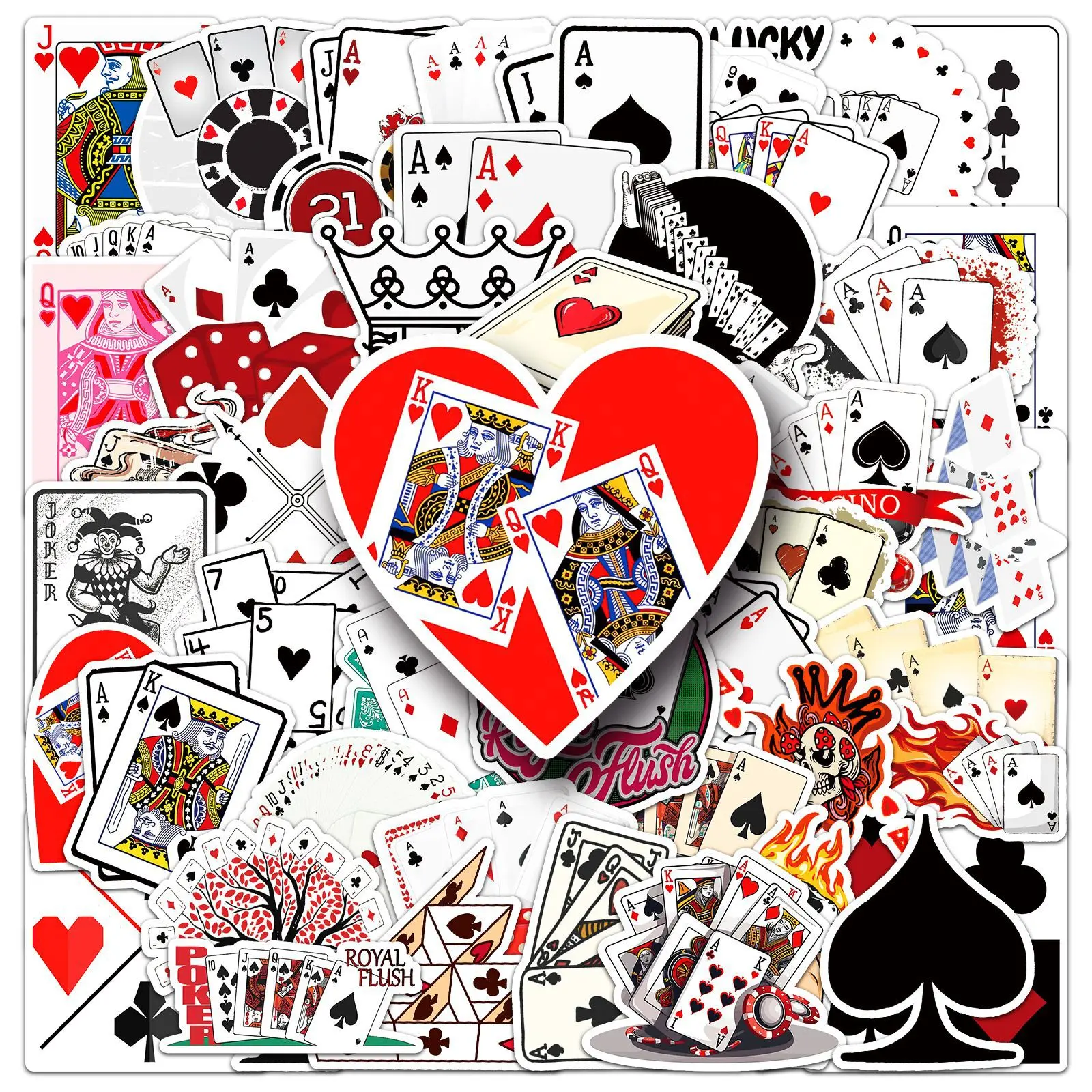 50PCS Cool Playing Card Game Stickers DIY Decoration Motorcycle Phone Notebook Fridge Suitcase Car Waterproof Graffiti Toy