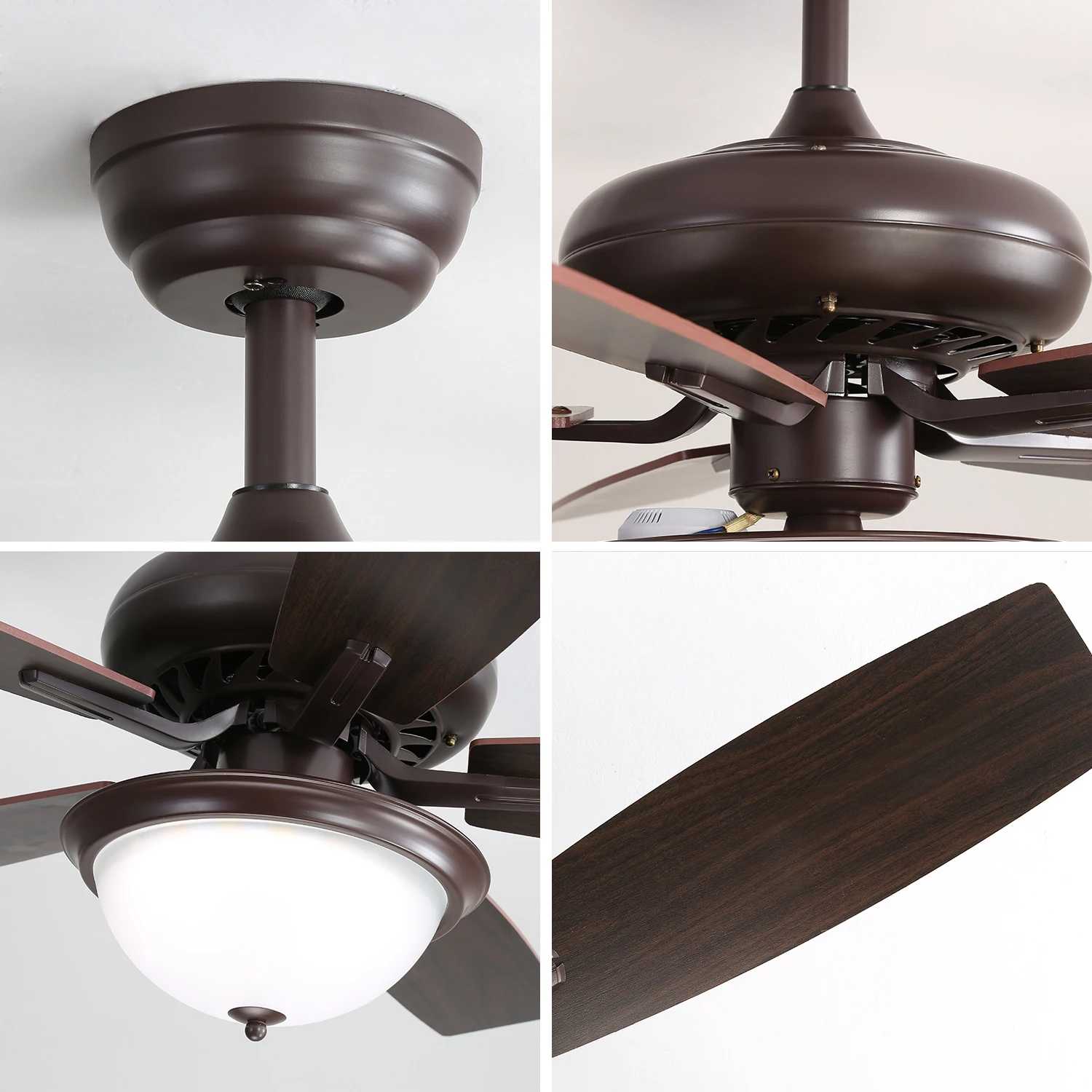 

52 Inch Indoor Crystal Ceiling Fan With 3 Speed Wind 5 Plywood Blades Remote Control AC Motor With Light