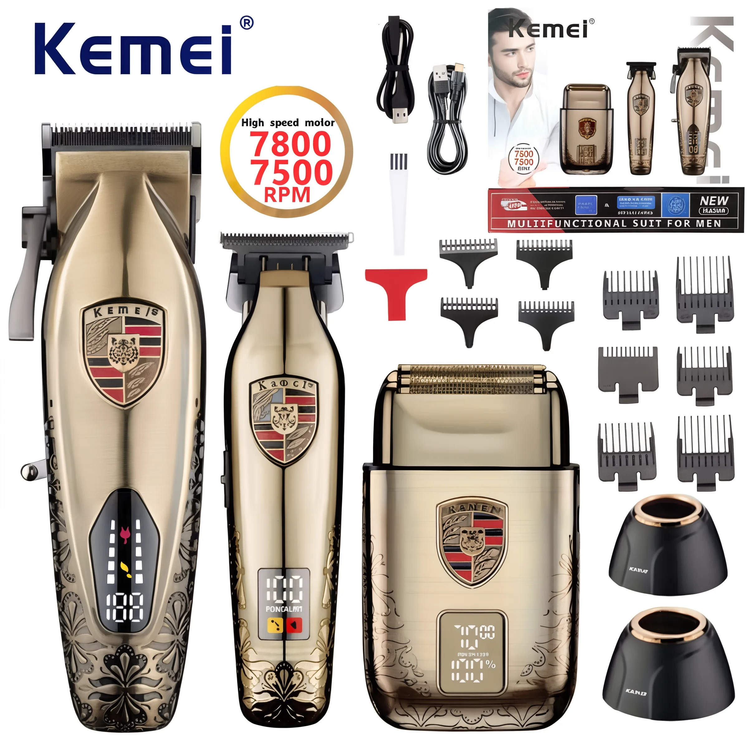 

Kemei KM-2360 Hot Sale Electric Cordless Hair Clipper Shaver Professional Hair Clipper and Trimmer Set