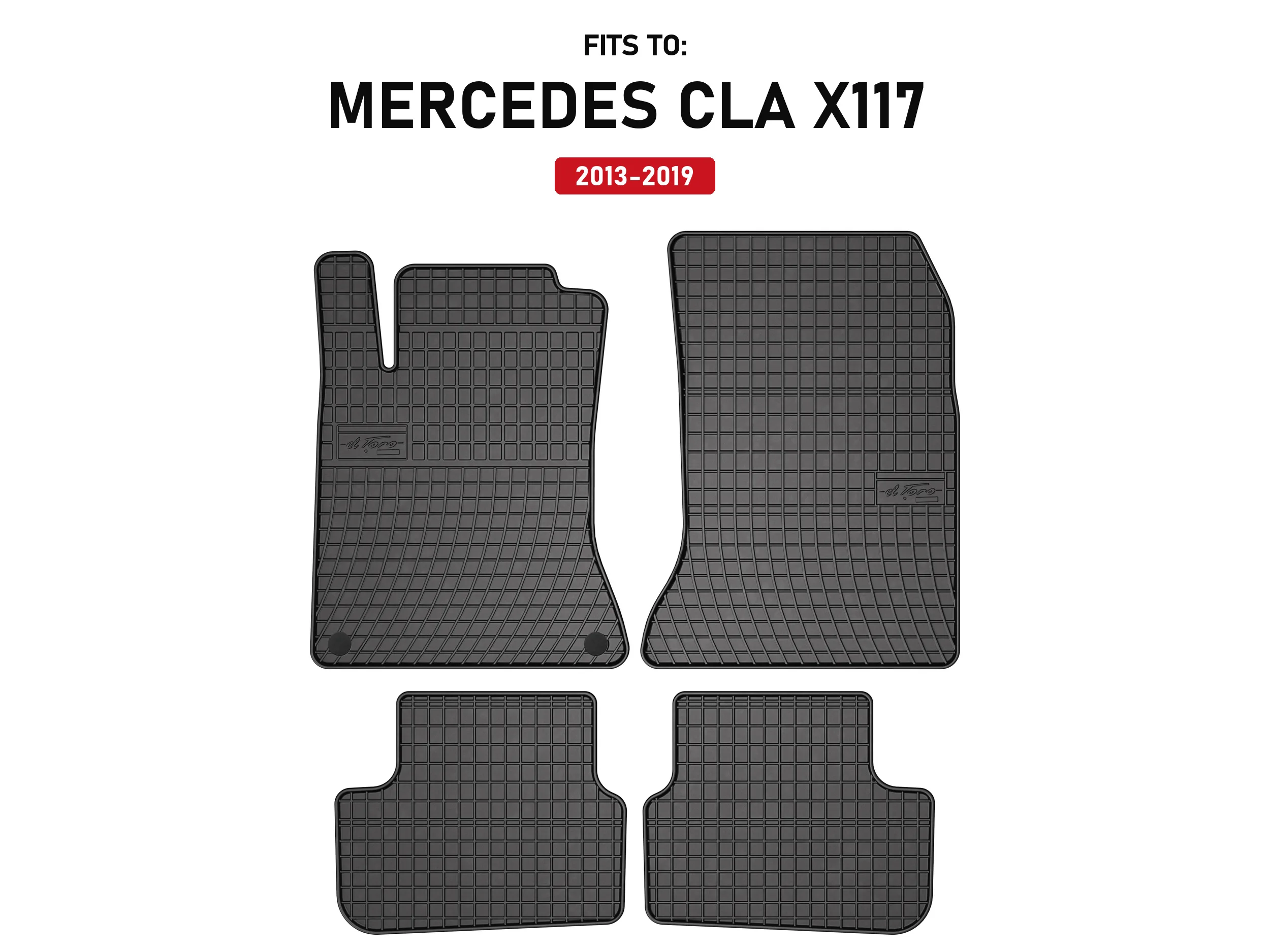 Zwarte rubberen automatten voor: Mercedes CLA X117 2013-2019