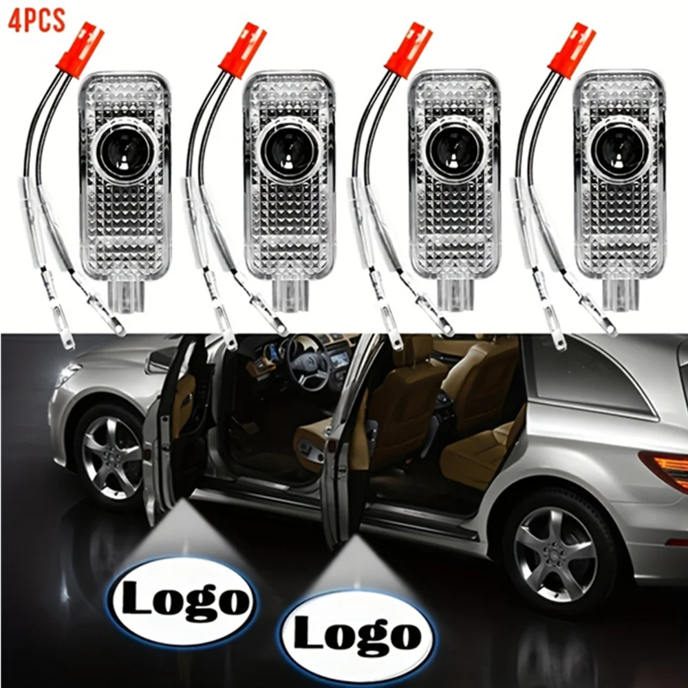 4Pcs LED Door Light Courtesy Projector Welcome Lamp For Audi A1 A3 A4 A5 A6 A7 Q3 Q5 Q7 R8 B5 B6 B8 RS Car Accessories