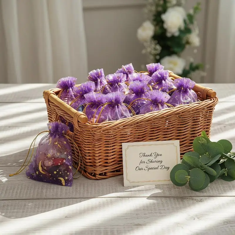 10 Stück 5 Größen Mond-Stern-Organza-Geschenktüten Schmuckbeutel Hochzeitsparty-Süßigkeitentüten Schmuckverpackung Großhandel Aufbewahrungsbeutel – Detail 7