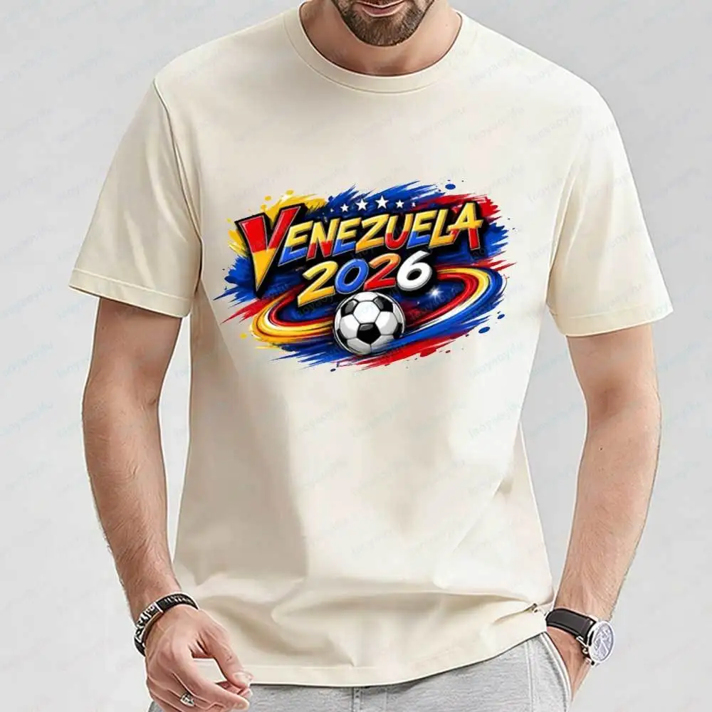 

Venezuela 2026 Soccer T-Shirt Men’s Patriotic Flag Graphic Short Sleeve Crew Neck Cotton Casual Tee for Fans Mens T Shirts Tops