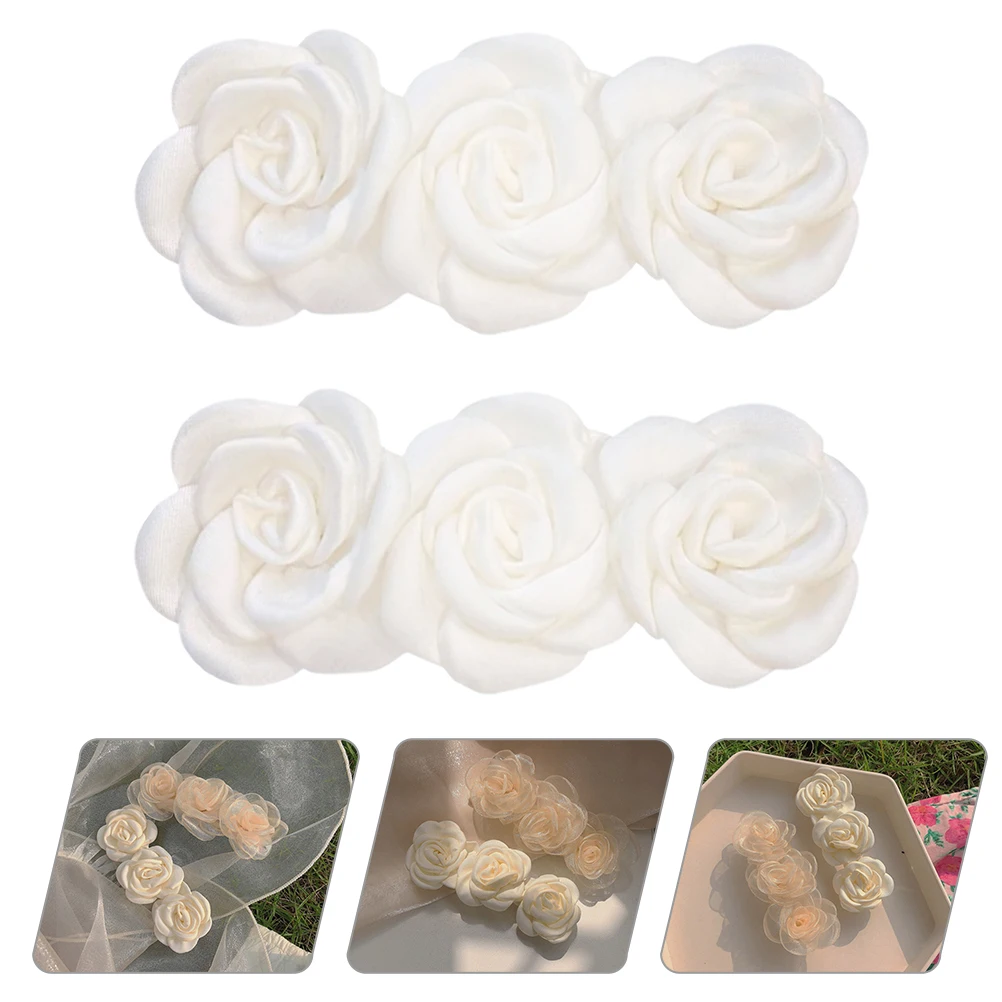 

2Pcs Camellia Hair Clips Elegant Flower Hairpin Accessories for Wedding Party Banquet Daily Stylish Hair Jewelry Decorative Pins