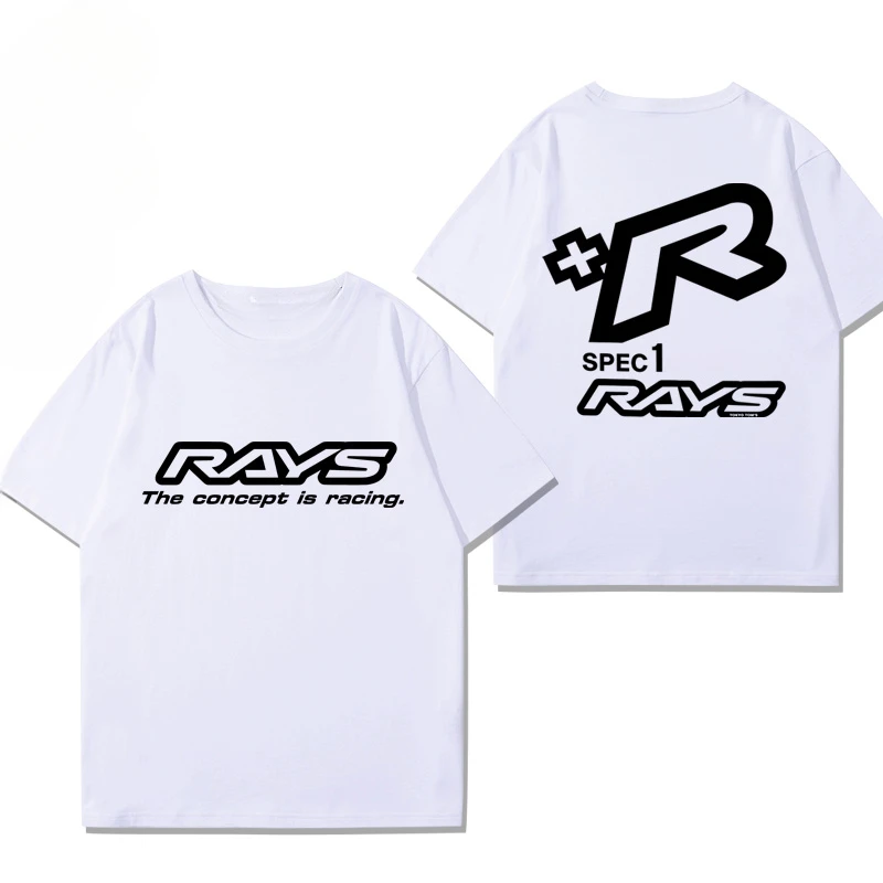 Japanese RAYS Wheel Rim and Hub Modified Car T-shirt Y2K Men Women Round-neck Short-sleeved Tops Free Delivery
