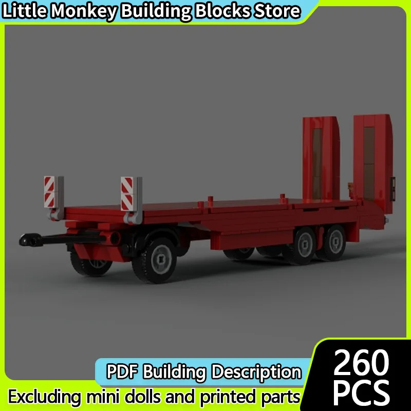 Modelo de Coche Urbano MOC, Bloques de Construcción, Remolque Clásico de Plataforma Baja, Tecnología Modular, Regalos Navideños para Niños, Juego de Juguetes para Armar