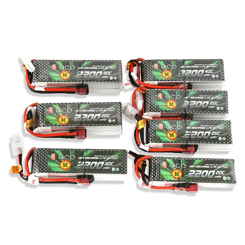 Bateria Gens Ace Lipo 7.4V 11.1V 20C 2200mAh Lipo 2S 3S 4S RC Quadcopter Deans Plug T Conector para Helicóptero Asa Fixa 450