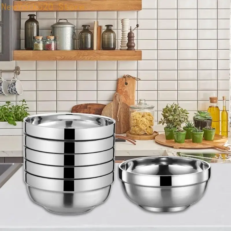 Set of 10 Durable 304 Steel Bowl Collection 6/5.5Inch Wide Acid Resistant Front Perfect For Hot Dishes Meal Service N84C